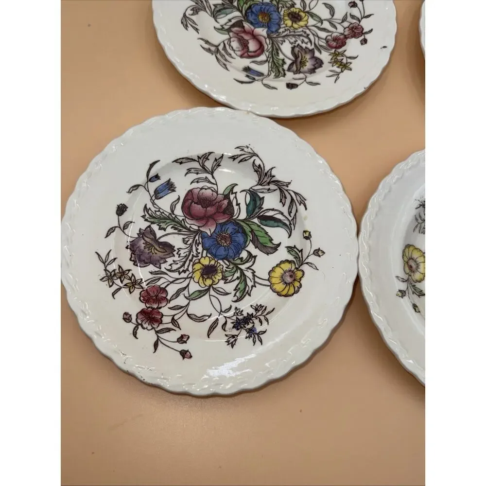 7 Vernon Kilns California USA May Flower Floral Desert Plates 6 1/2